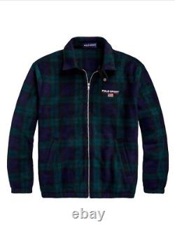 $198 Polo Ralph Lauren Men's Vintage Fleece Check Full Zip Jacket Navy & Green M
