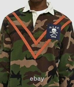 $200 Polo Ralph Lauren Military Army Camo Skull Officer Chevron Rugby Polo Shirt