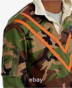 $200 Polo Ralph Lauren Military Army Camo Skull Officer Chevron Rugby Polo Shirt