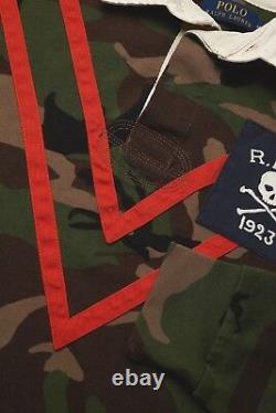 $200 Polo Ralph Lauren Military Army Camo Skull Officer Chevron Rugby Polo Shirt