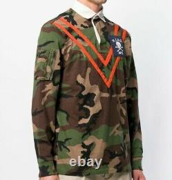 $200 Polo Ralph Lauren Military Army Camo Skull Officer Chevron Rugby Polo Shirt