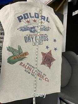 $228 Polo Ralph Lauren Large Hoodie Sweater Rugby Lake Saranac RRL Graphic VTG