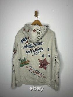 $228 Polo Ralph Lauren Large Hoodie Sweater Rugby Lake Saranac RRL Graphic VTG