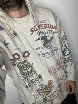 $228 Polo Ralph Lauren Large Hoodie Sweater Rugby Lake Saranac RRL Graphic VTG