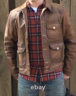 $2400 RRL Ralph Lauren Medium Griggs Leather Jacket Distressed Polo Western VTG