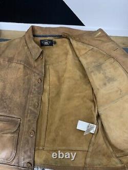 $2400 RRL Ralph Lauren Medium Griggs Leather Jacket Distressed Polo Western VTG