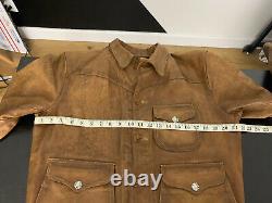 $2400 RRL Ralph Lauren Medium Griggs Leather Jacket Distressed Polo Western VTG