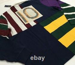 $248 Polo Ralph Lauren VTG Colorblocked Patchwork Rugby Royal Stadium Shirt King