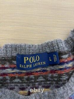 $298 Polo Ralph Lauren Large Fair Isle Sweater RRL Rugby VTG Multi Gents Tweed