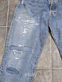 $298 Polo Ralph Lauren Mens Vintage Classic Fit Distressed Blue Jeans 32x32