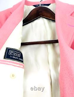 38L Polo Ralph Lauren USA Mens 1970s Vintage Knit Wool Blazer Sport Coat Pink