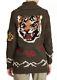 $598 Polo Ralph Lauren Small Green Tiger Knit Sweater Intarsia Rrl Rugby Xs Vtg