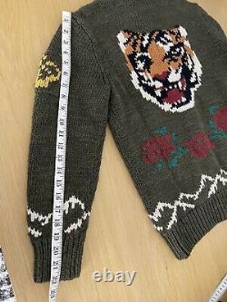 $598 Polo Ralph Lauren Small Green Tiger Knit Sweater Intarsia RRL Rugby XS VtG