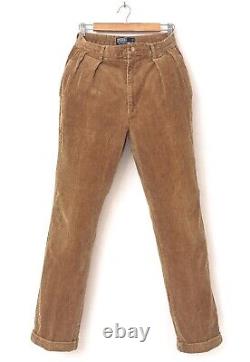 80s Vintage Mens POLO RALPH LAUREN Corduroy Pants Trousers Brown Size 33