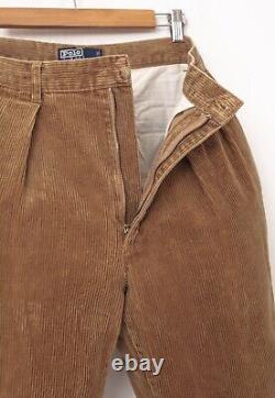 80s Vintage Mens POLO RALPH LAUREN Corduroy Pants Trousers Brown Size 33