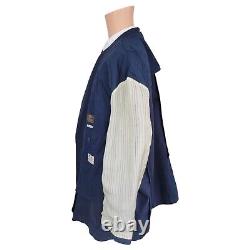 $895 Vtg Polo Ralph Lauren Linen Sport Coat (4X Big) Chino Jacket Navy Blazer