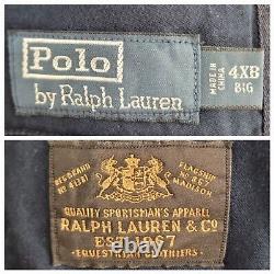 $895 Vtg Polo Ralph Lauren Linen Sport Coat (4X Big) Chino Jacket Navy Blazer