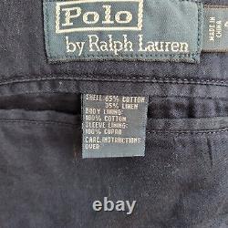 $895 Vtg Polo Ralph Lauren Linen Sport Coat (4X Big) Chino Jacket Navy Blazer