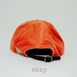 90s Polo Ralph Lauren Sportsman Corduroy Leather Strapback Hat Vintage Orange