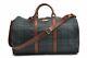 Authentic Polo Ralph Lauren Vintage Green Check Leather Travel Boston Bag A7831