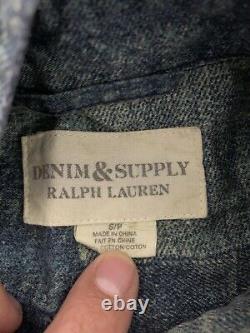 Denim Supply Ralph Lauren Small Patchwork Blue Shirt RRL Western VTG Polo Rodeo