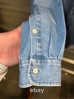 Extremely Rare Vintage Polo Ralph Lauren Heavy Denim Button Down Shirt Size L