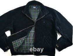 HOT VINTAGE Men's POLO RALPH LAUREN @ BOMBER PLAID LINED NAVY CORDUROY JACKET XL