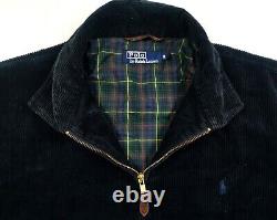 HOT VINTAGE Men's POLO RALPH LAUREN @ BOMBER PLAID LINED NAVY CORDUROY JACKET XL