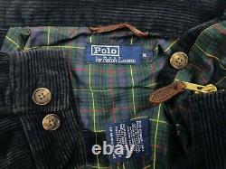 HOT VINTAGE Men's POLO RALPH LAUREN @ BOMBER PLAID LINED NAVY CORDUROY JACKET XL