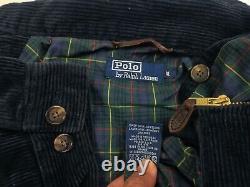 HOT VINTAGE Men's POLO RALPH LAUREN @ BOMBER PLAID LINED NAVY CORDUROY JACKET XL