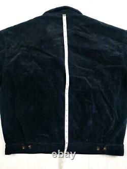 HOT VINTAGE Men's POLO RALPH LAUREN @ BOMBER PLAID LINED NAVY CORDUROY JACKET XL