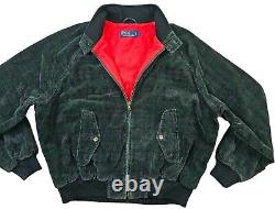 HOT VTG Men POLO RALPH LAUREN @ SPORTS CORDUROY LINED NAVY GREEN BOMBER Jacket L
