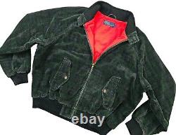 HOT VTG Men POLO RALPH LAUREN @ SPORTS CORDUROY LINED NAVY GREEN BOMBER Jacket L