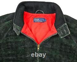 HOT VTG Men POLO RALPH LAUREN @ SPORTS CORDUROY LINED NAVY GREEN BOMBER Jacket L