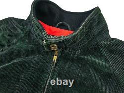 HOT VTG Men POLO RALPH LAUREN @ SPORTS CORDUROY LINED NAVY GREEN BOMBER Jacket L