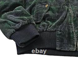 HOT VTG Men POLO RALPH LAUREN @ SPORTS CORDUROY LINED NAVY GREEN BOMBER Jacket L