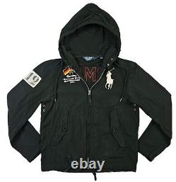 HOT VTG Men's POLO RALPH LAUREN @ GERMANY 019 BIG LOGO PATCH HOOD BLACK Jacket M