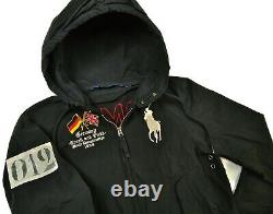 HOT VTG Men's POLO RALPH LAUREN @ GERMANY 019 BIG LOGO PATCH HOOD BLACK Jacket M