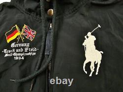HOT VTG Men's POLO RALPH LAUREN @ GERMANY 019 BIG LOGO PATCH HOOD BLACK Jacket M
