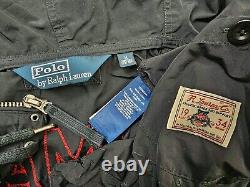 HOT VTG Men's POLO RALPH LAUREN @ GERMANY 019 BIG LOGO PATCH HOOD BLACK Jacket M