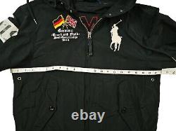 HOT VTG Men's POLO RALPH LAUREN @ GERMANY 019 BIG LOGO PATCH HOOD BLACK Jacket M