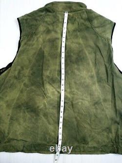 HOT VTG Men's POLO RALPH LAUREN @ WAXED Cotton PLAID LINED KHAKI VEST JACKET XL