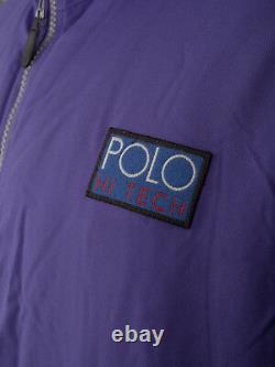 Men's Polo Ralph Lauren Hi Tech Jacket Purple Orange Fleece Zip Spellout Vtg L