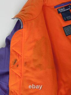 Men's Polo Ralph Lauren Hi Tech Jacket Purple Orange Fleece Zip Spellout Vtg L