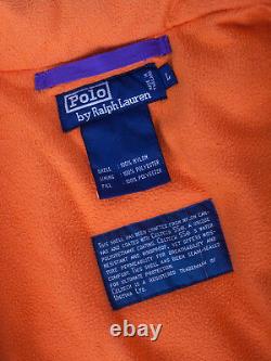 Men's Polo Ralph Lauren Hi Tech Jacket Purple Orange Fleece Zip Spellout Vtg L