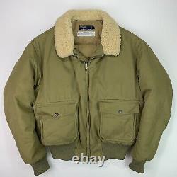 Men's VNTG Polo Ralph Lauren (L) Olive Shearling Collar Flight Bomber Jacket