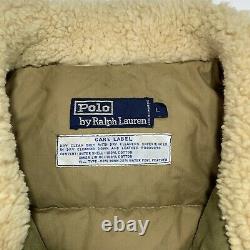 Men's VNTG Polo Ralph Lauren (L) Olive Shearling Collar Flight Bomber Jacket