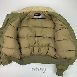 Men's VNTG Polo Ralph Lauren (L) Olive Shearling Collar Flight Bomber Jacket