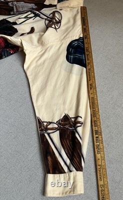 Men's Vintage Polo Ralph Lauren 1992 All Over Ski Boots XL Sportsman Button Up