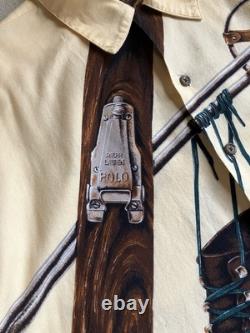 Men's Vintage Polo Ralph Lauren 1992 All Over Ski Boots XL Sportsman Button Up